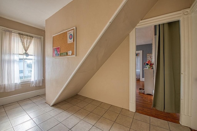 interior space featuring light tile patterned floors