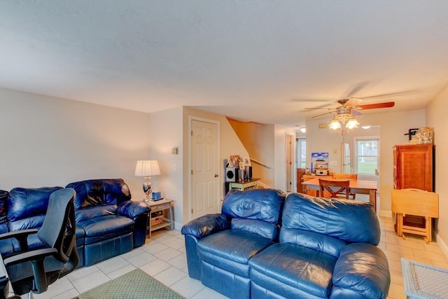 112 Olde Colonial Dr Unit 3, Gardner, MA 01440 - living room with a ceiling fan and light tile patterned floors