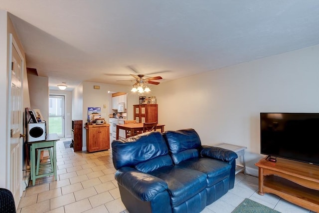 112 Olde Colonial Dr Unit 3, Gardner, MA 01440 - living area featuring ceiling fan and light tile patterned flooring