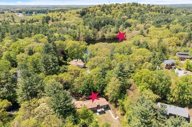 77 Temple Rd, Concord, MA 01742 - aerial overview of property's location with a heavily wooded area