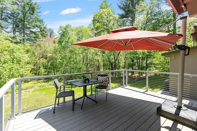 77 Temple Rd, Concord, MA 01742 - wooden terrace featuring a lawn and outdoor dining space