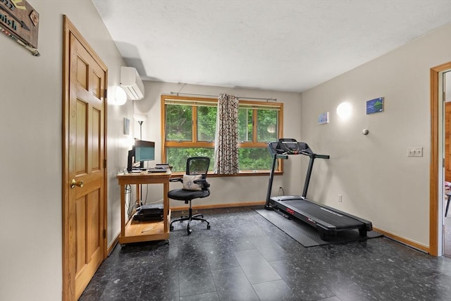 19 Shaker Ln, Littleton, MA 01460 - exercise room featuring a wall mounted AC and baseboards