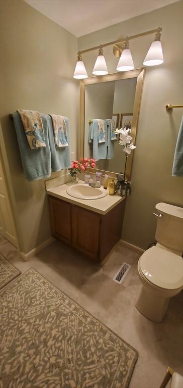 bathroom with toilet and vanity