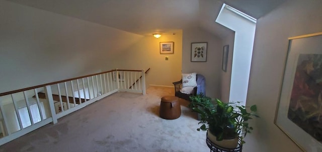 additional living space with carpet floors, vaulted ceiling, and a skylight
