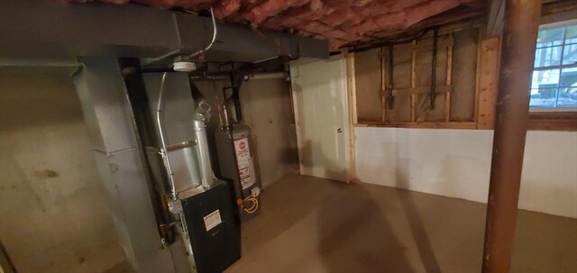 below grade area with water heater