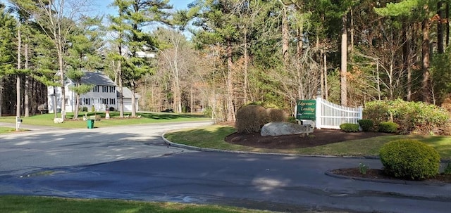 view of asphalt road featuring curbs