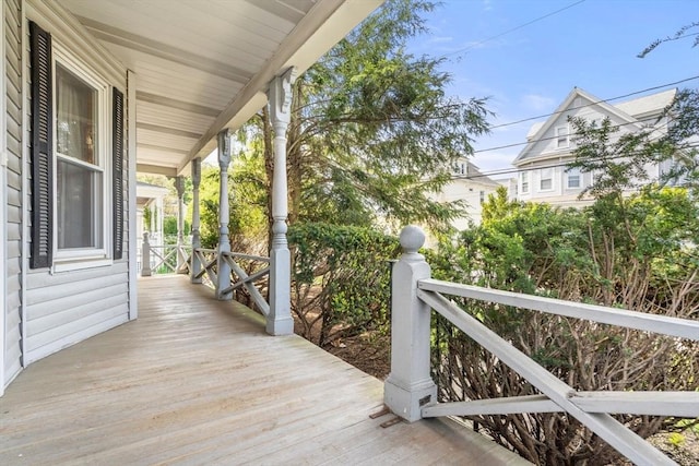 wooden terrace with covered porch