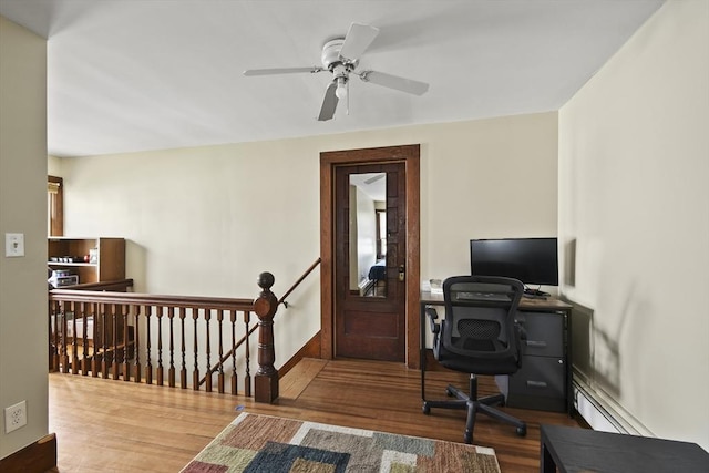 28 Upton St, Adams, MA 01220 - office area with wood finished floors, baseboards, and ceiling fan