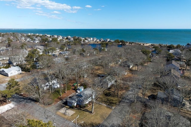 aerial view with a beach view and a water view