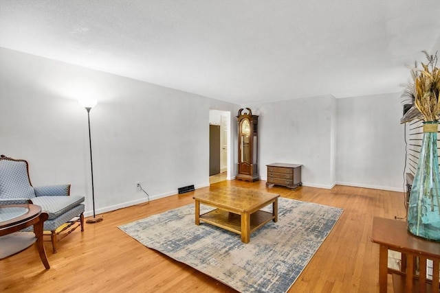 living room with light hardwood / wood-style floors