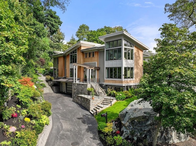 contemporary house featuring stairway