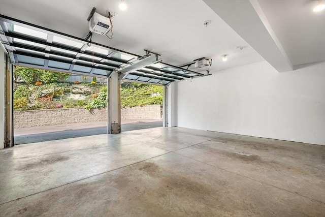 garage with a garage door opener