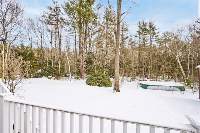 view of yard covered in snow