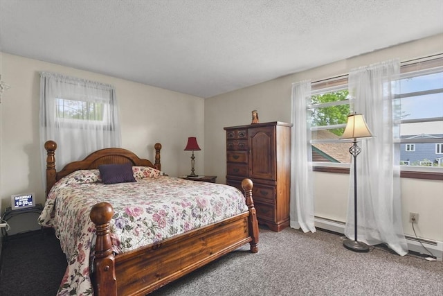 288 Norman St, Fall River, MA 02721 - bedroom featuring carpet flooring, a textured ceiling, and a baseboard radiator
