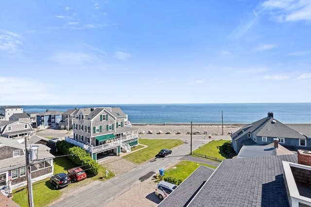 property view of water featuring a beach view