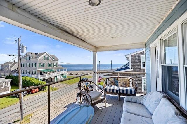 deck with a water view