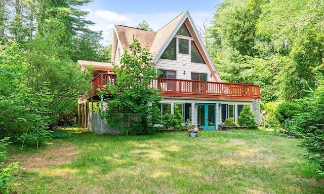 76 Beaver Rd, Ware, MA 01082 - back of property with french doors, a deck, and a yard