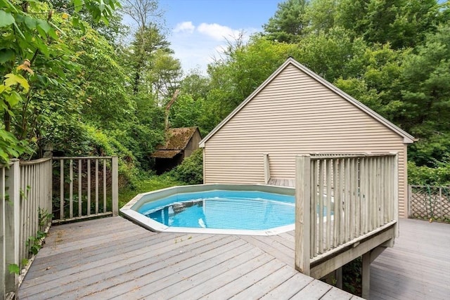 76 Beaver Rd, Ware, MA 01082 - outdoor pool featuring a wooden deck