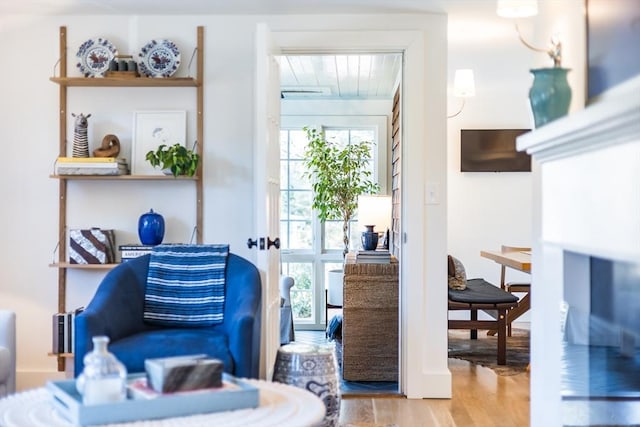 living area featuring wood-type flooring