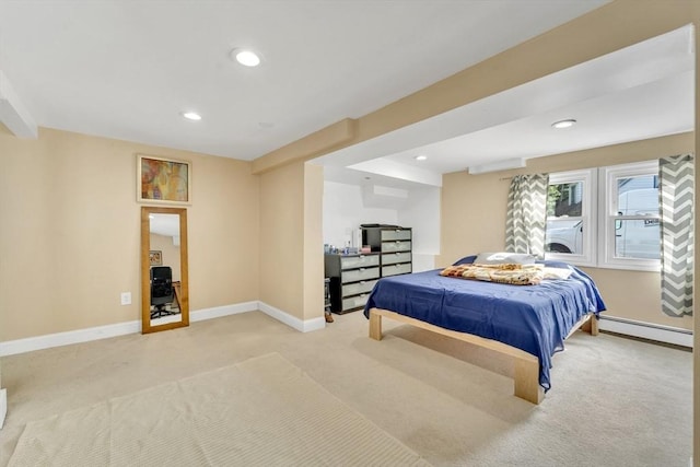 825 S St, Tewksbury, MA 01876 - carpeted bedroom featuring a baseboard radiator, recessed lighting, and baseboards