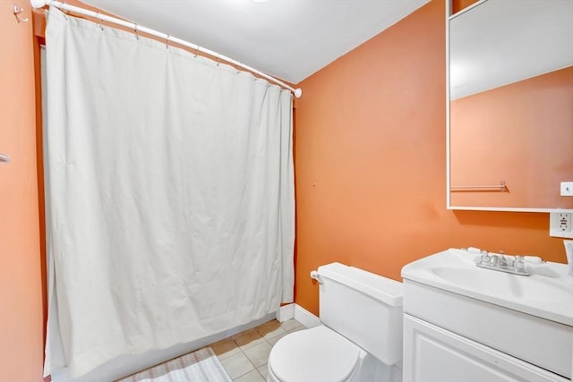 825 S St, Tewksbury, MA 01876 - bathroom with toilet, vanity, tile patterned flooring, and a shower with curtain