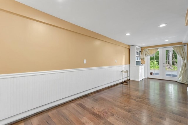 825 S St, Tewksbury, MA 01876 - unfurnished room featuring a wainscoted wall, french doors, wood finished floors, and recessed lighting