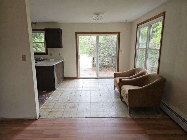 288 Leverett Rd, Shutesbury, MA 01072 - sitting room with a baseboard radiator and light wood finished floors