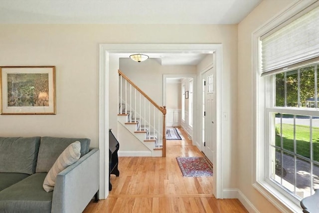 34 Hawks Cir, Westfield, MA 01085 - foyer entrance with light wood-type flooring and stairway
