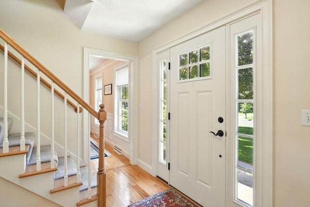 34 Hawks Cir, Westfield, MA 01085 - entrance foyer featuring light wood-style flooring and stairs