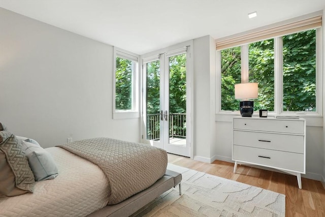 89 Kirkland St Unit 89, Cambridge, MA 02138 - bedroom featuring multiple windows, access to outside, french doors, and light wood-style floors