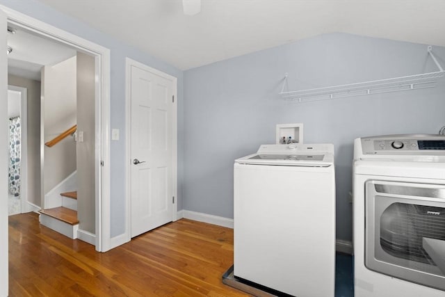 70 Williams St, Quincy, MA 02171 - laundry area with separate washer and dryer and wood finished floors
