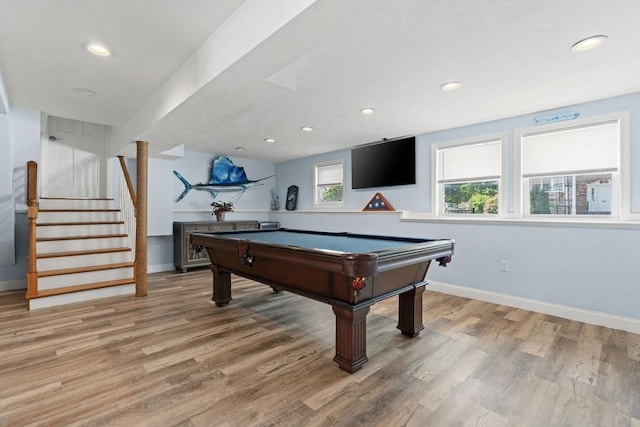 70 Williams St, Quincy, MA 02171 - game room with billiards table, light wood-style flooring, and recessed lighting