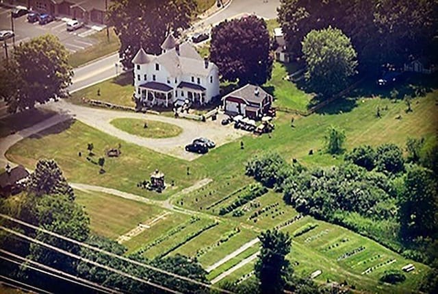 bird's eye view with a rural view