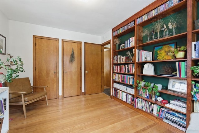 living area with wood finished floors