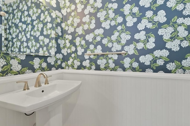 bathroom featuring a wainscoted wall and a sink