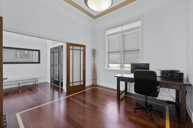 8 Garden St, Woburn, MA 01801 - office space featuring wood finished floors, baseboards, crown molding, and french doors