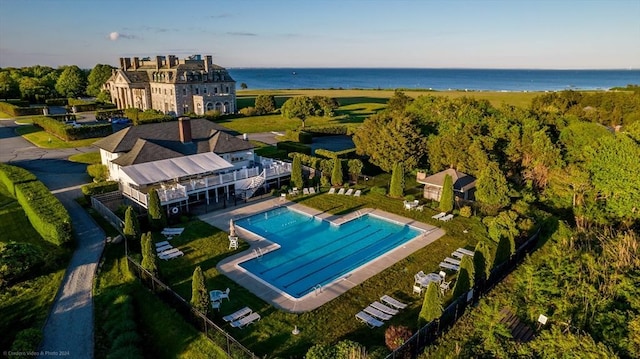 26 N Shore Dr Unit 7, Dartmouth, MA 02748 - aerial view of property and surrounding area featuring a large body of water and a pool area
