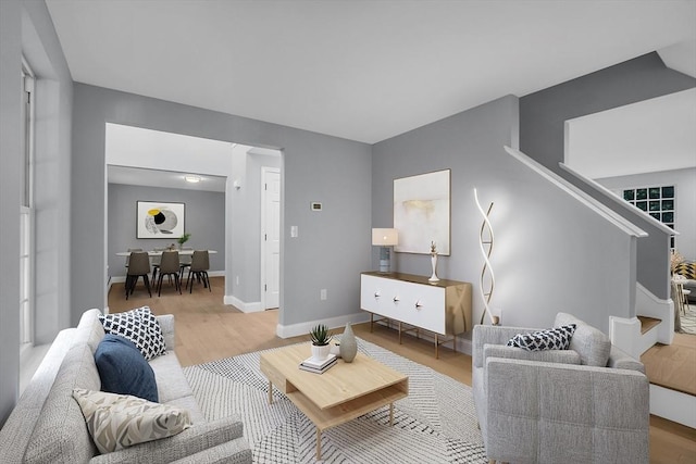 living room featuring wood-type flooring