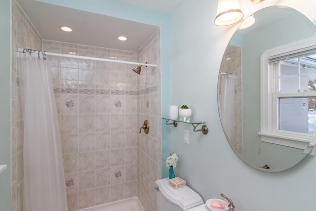 bathroom featuring curtained shower