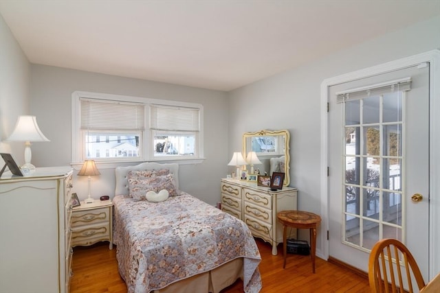 bedroom featuring light wood-type flooring