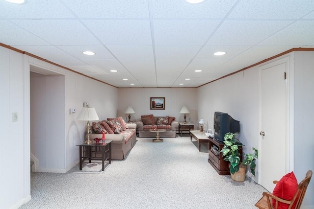 living room featuring carpet floors