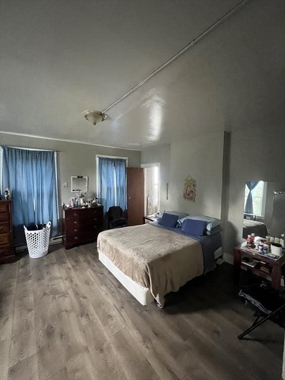 bedroom with wood-type flooring