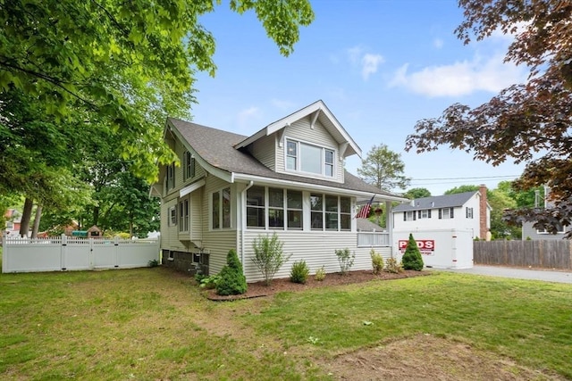 121 W St, Braintree, MA 02184 - bungalow featuring a sunroom, a shingled roof, and a gate