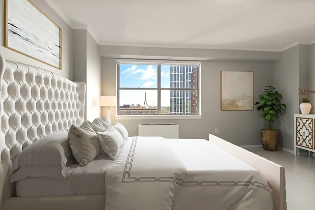 bedroom featuring crown molding