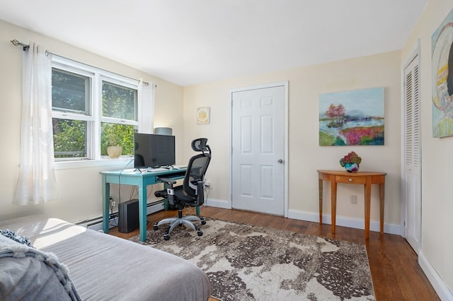 bedroom featuring dark wood-type flooring