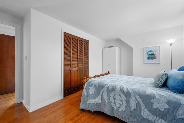 bedroom featuring a closet and hardwood / wood-style floors