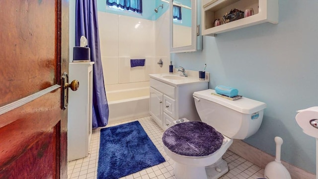 235-237 Corey Rd, Boston, MA 02135 - bathroom with vanity, tile patterned flooring, and shower / bath combination with curtain