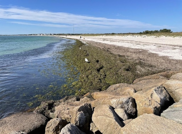 view of water feature featuring a beach view