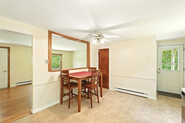 161 Farmington Rd, Amherst, MA 01002 - dining area featuring baseboard heating, a baseboard heating unit, healthy amount of natural light, and ceiling fan