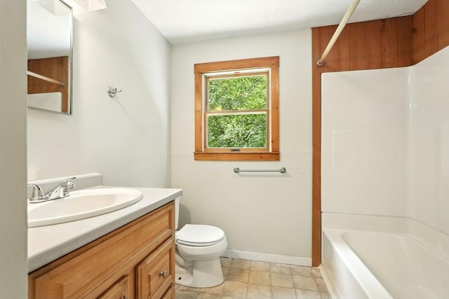 161 Farmington Rd, Amherst, MA 01002 - bathroom with vanity, toilet, bathing tub / shower combination, and baseboards
